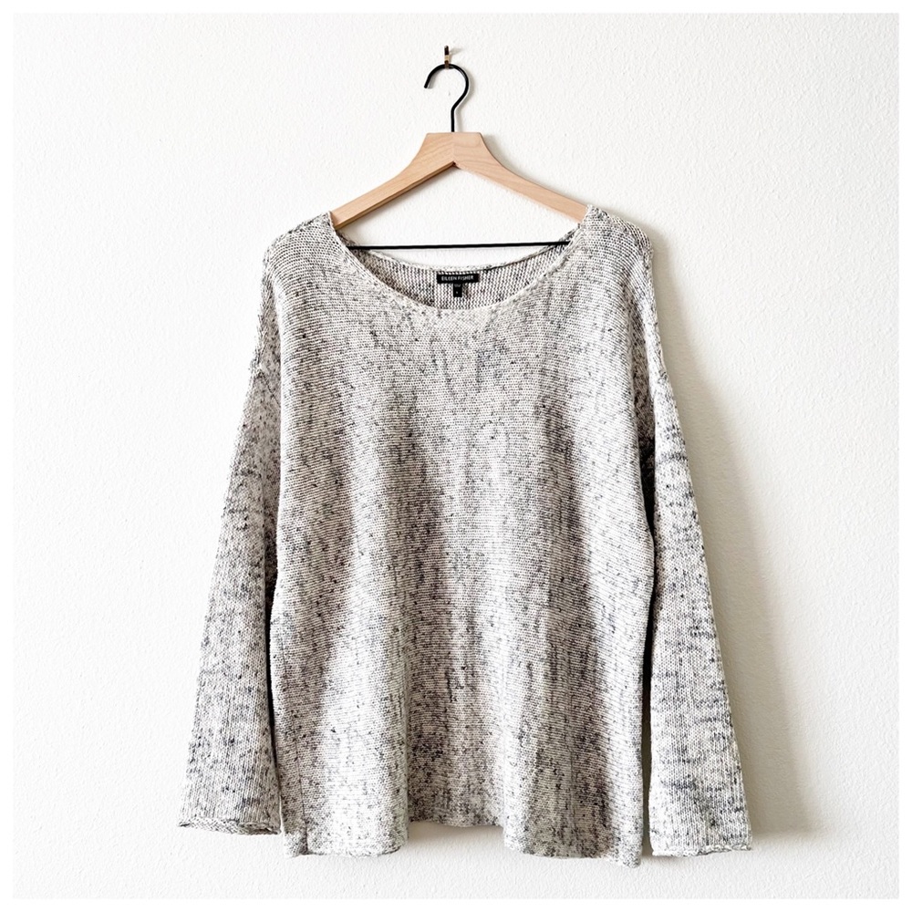 Eileen Fisher Marled Organic Cotton Scoop Neck Sweater